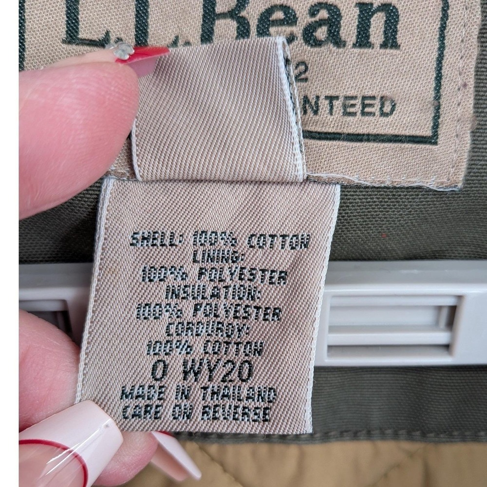 LL Bean Men's Olive Green Thinsulate Lined Farm Field Barn Chore L Coat Vintage - Picture 12 of 16